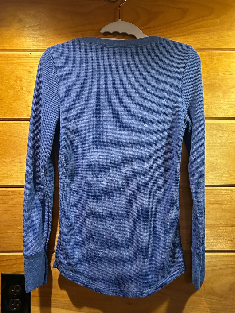 Women’s Blue Waffle Long Sleeve - Picture 2 of 3